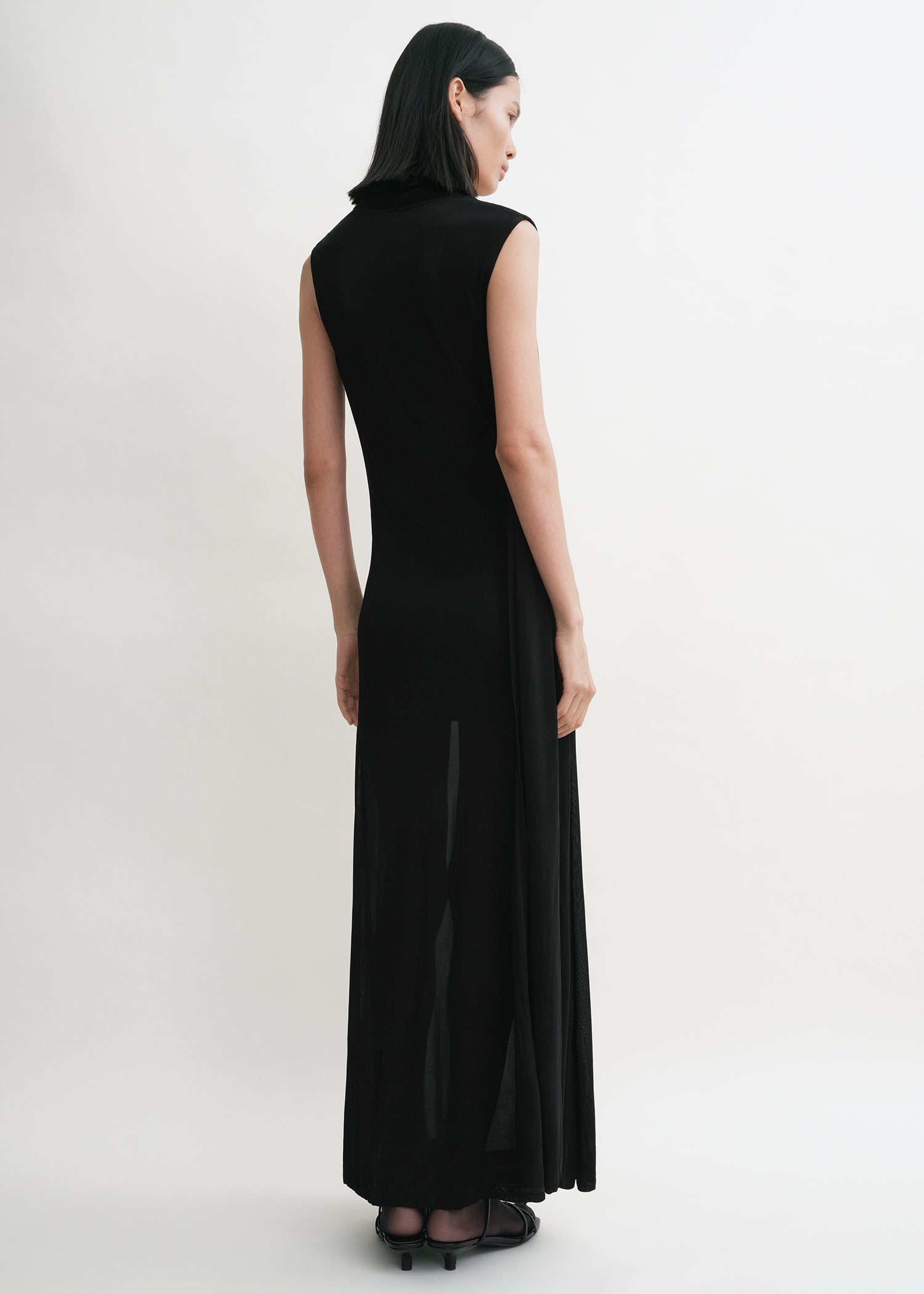 Overlapped scarf dress black