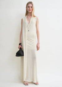 Overlapped scarf dress ecru