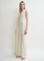 Overlapped scarf dress ecru