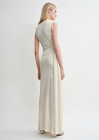 Overlapped scarf dress ecru