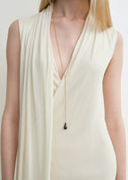 Overlapped scarf dress ecru