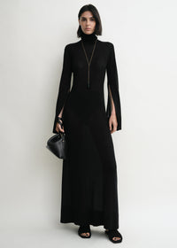 Slit sleeve knit dress black