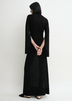 Slit sleeve knit dress black