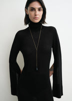 Slit sleeve knit dress black