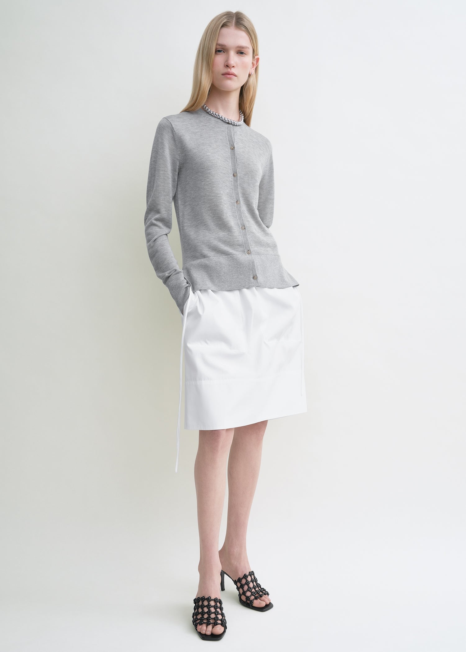 Fine knit cardigan grey – TOTEME