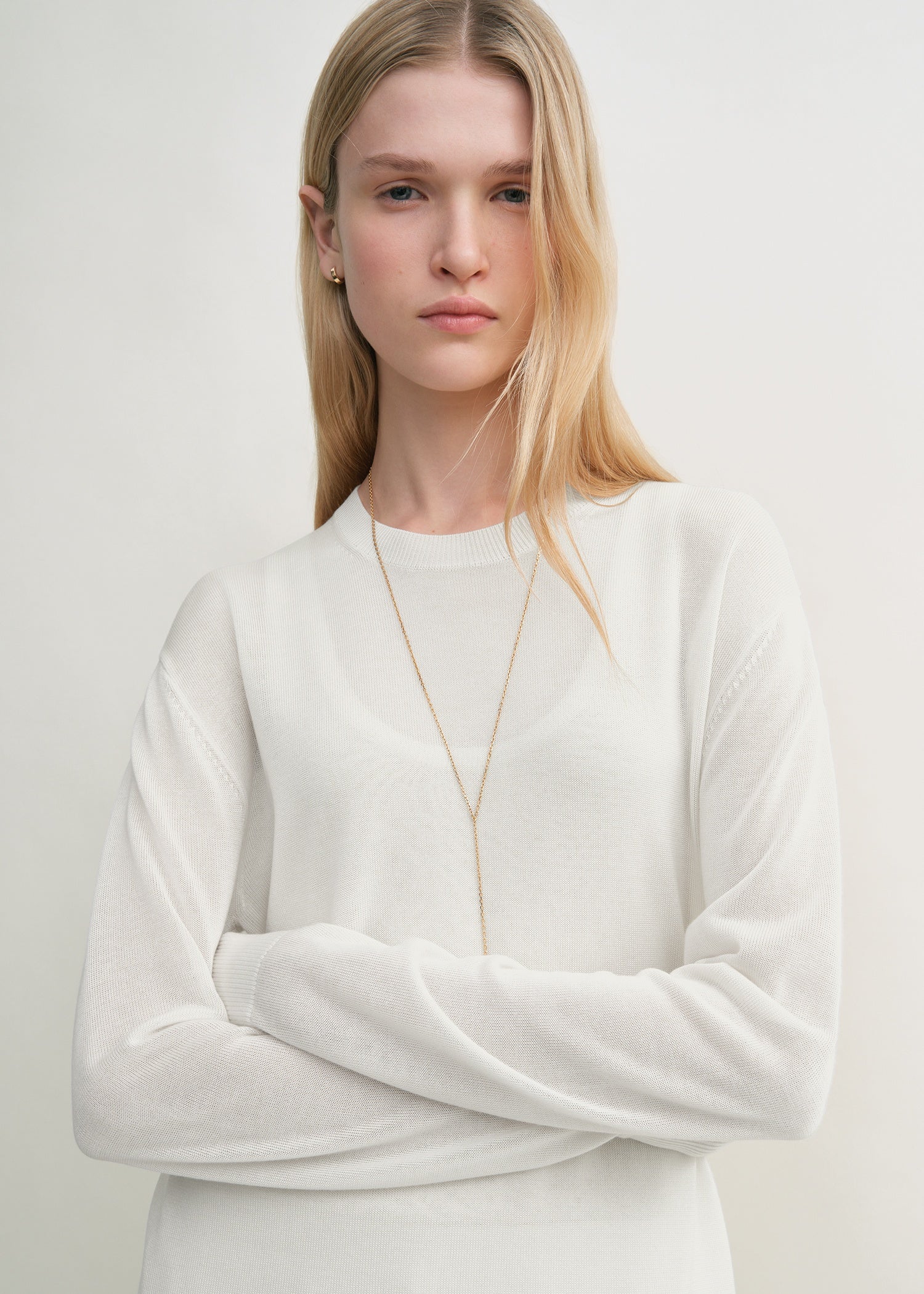 Long-sleeve tee knit white