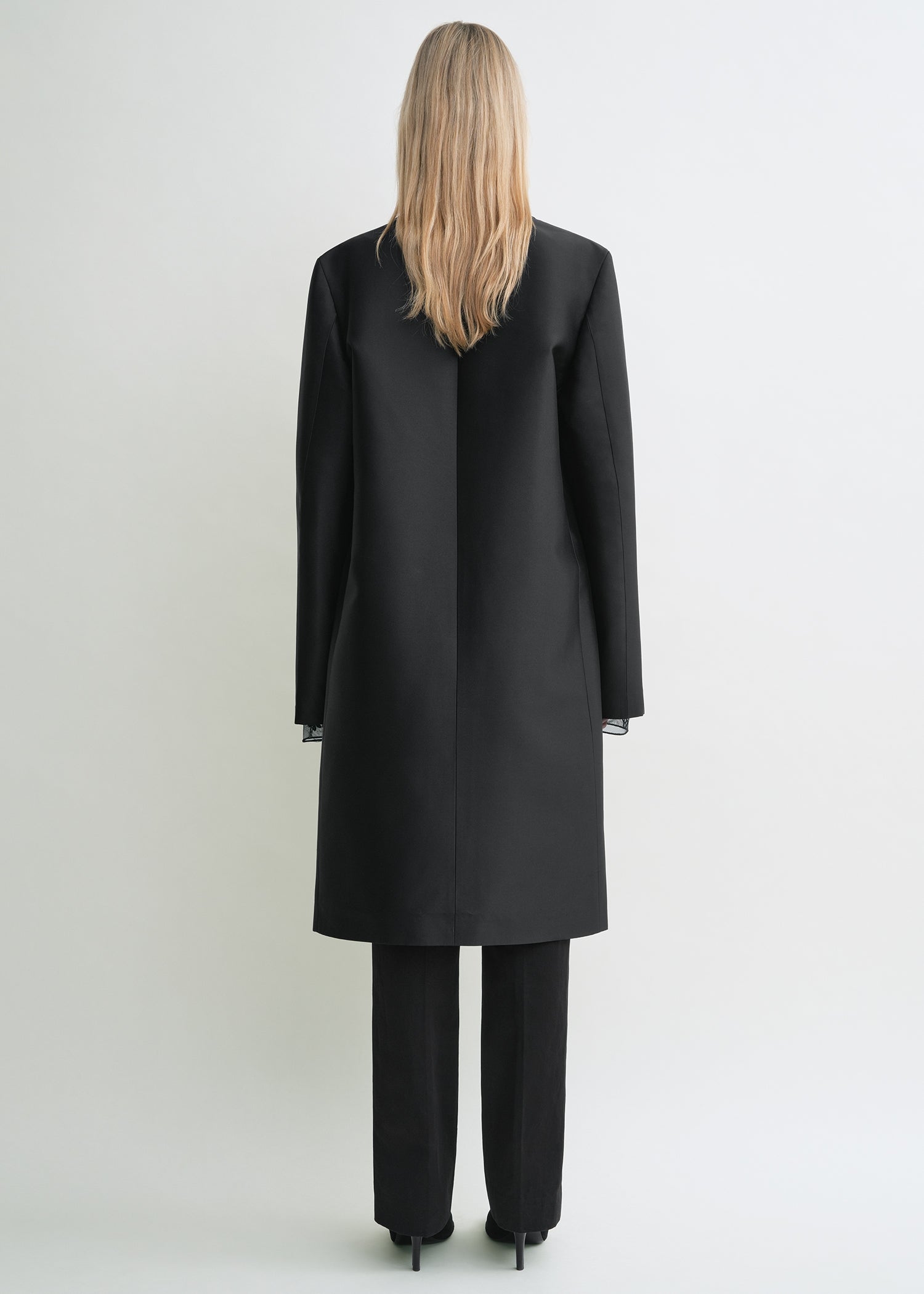 Collarless coat black