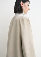 Collarless suede coat peanut