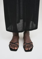 Satin crossover slides black