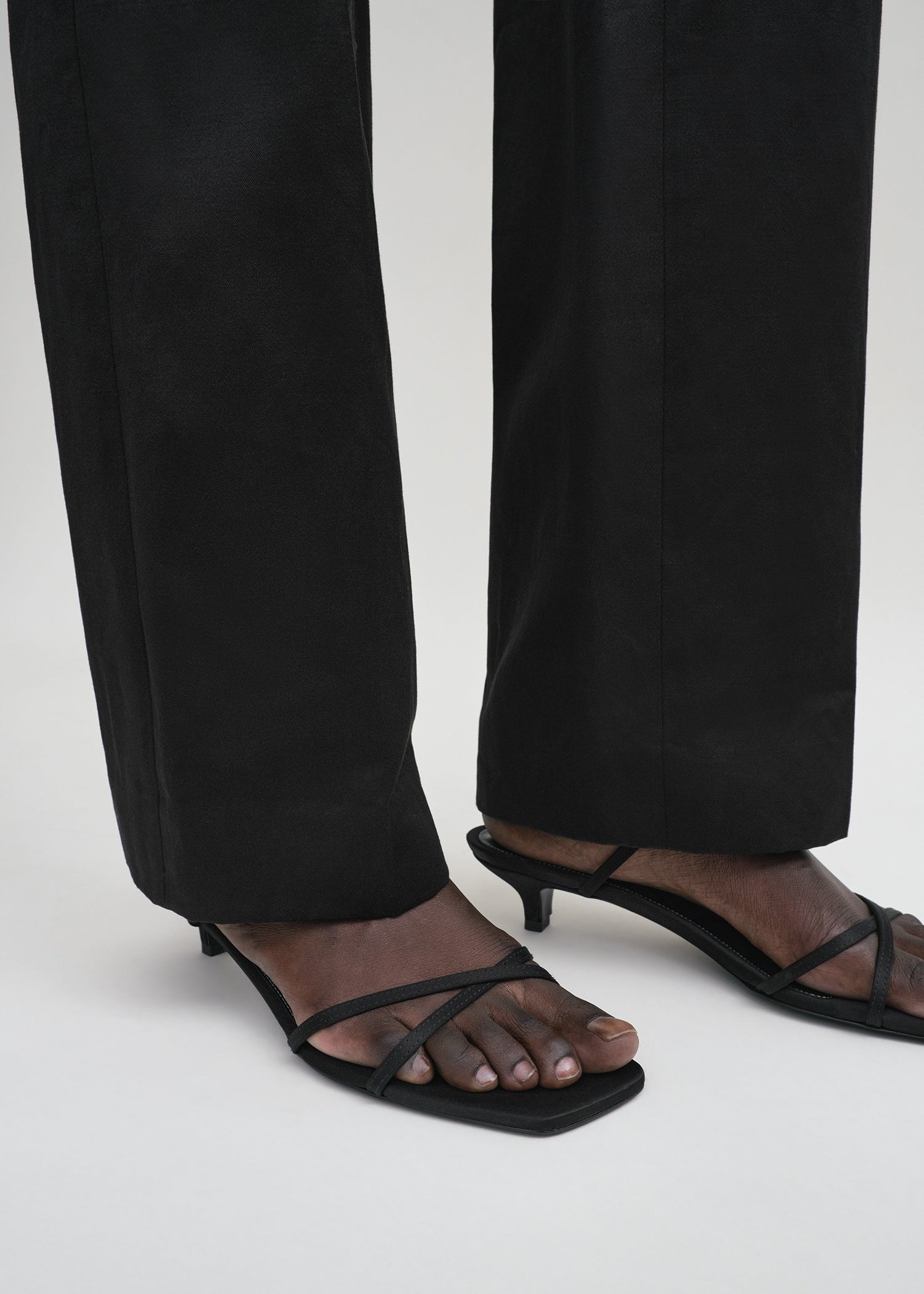 Satin crossover sandals black