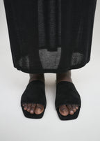 Velour-leather bandeau slides black