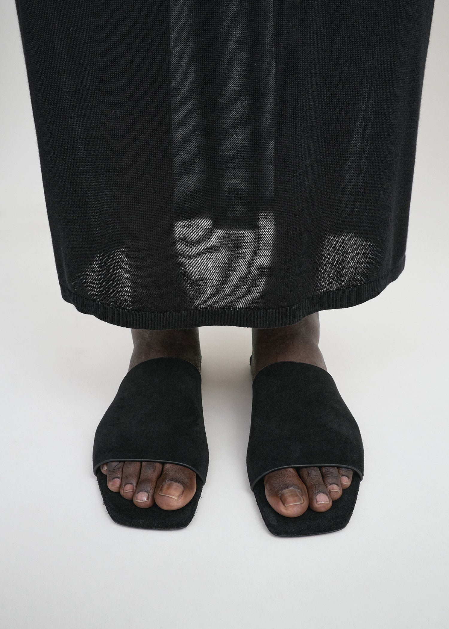 Velour-leather bandeau slides black