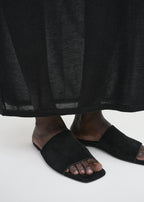 Velour-leather bandeau slides black