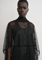 Floral tulle shawl black