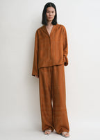 Monogram silk pj top terracotta