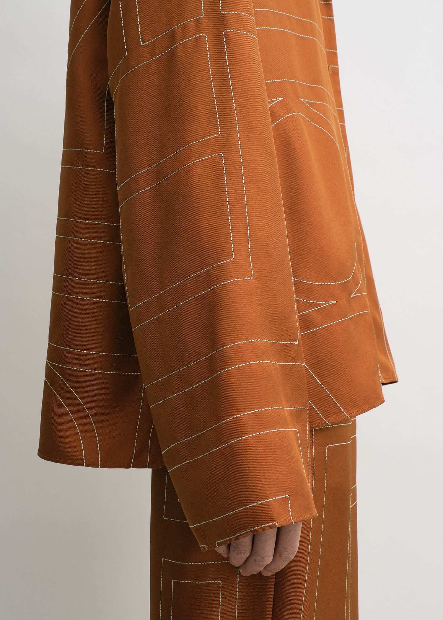 Monogram silk pj top terracotta
