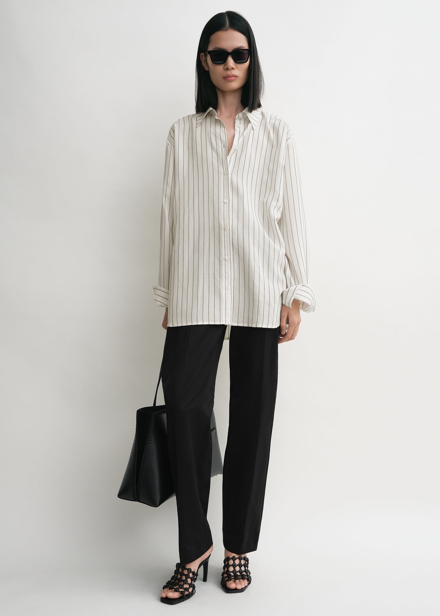 Classic stripe shirt white/oyster