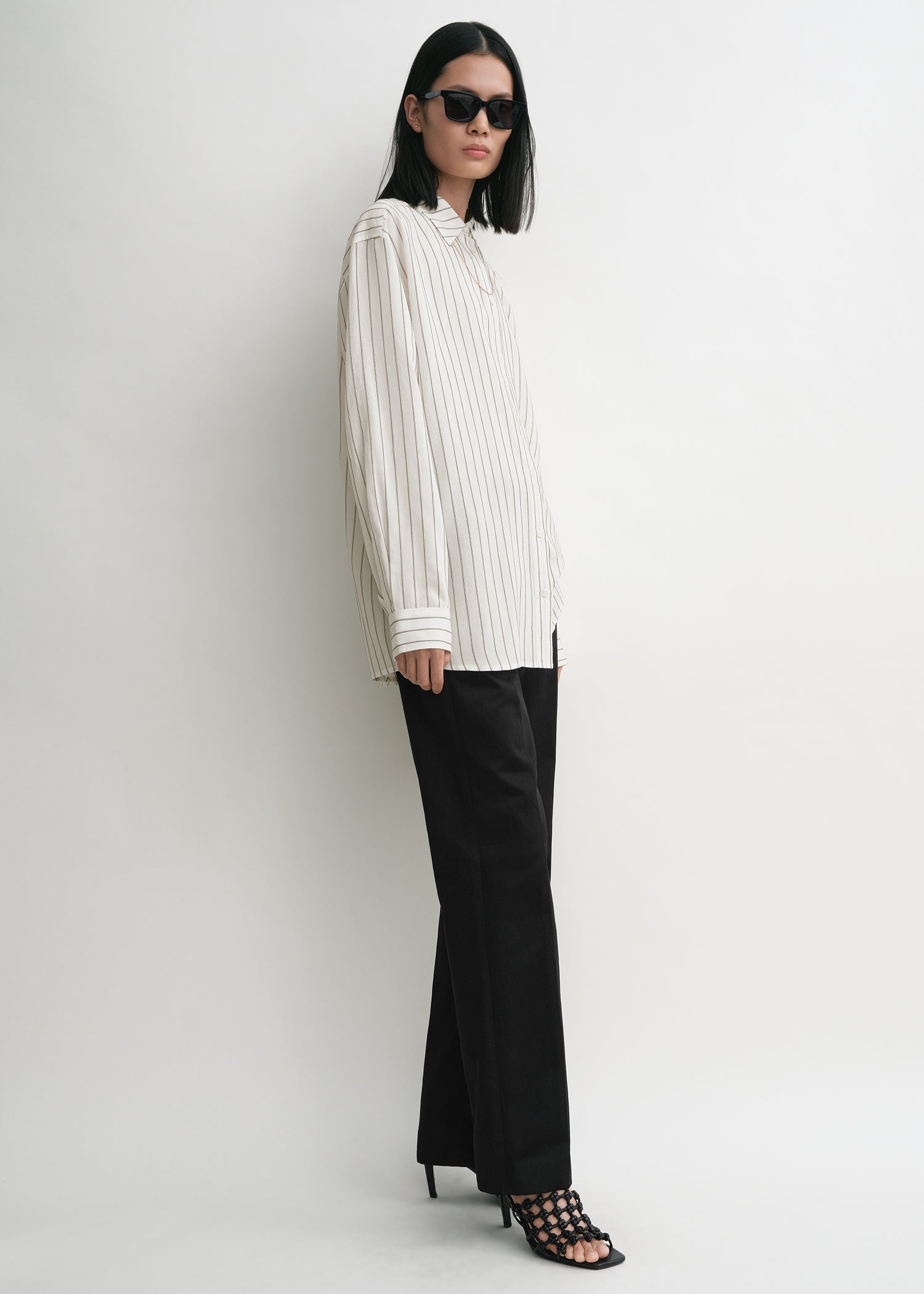 Classic stripe shirt white/oyster