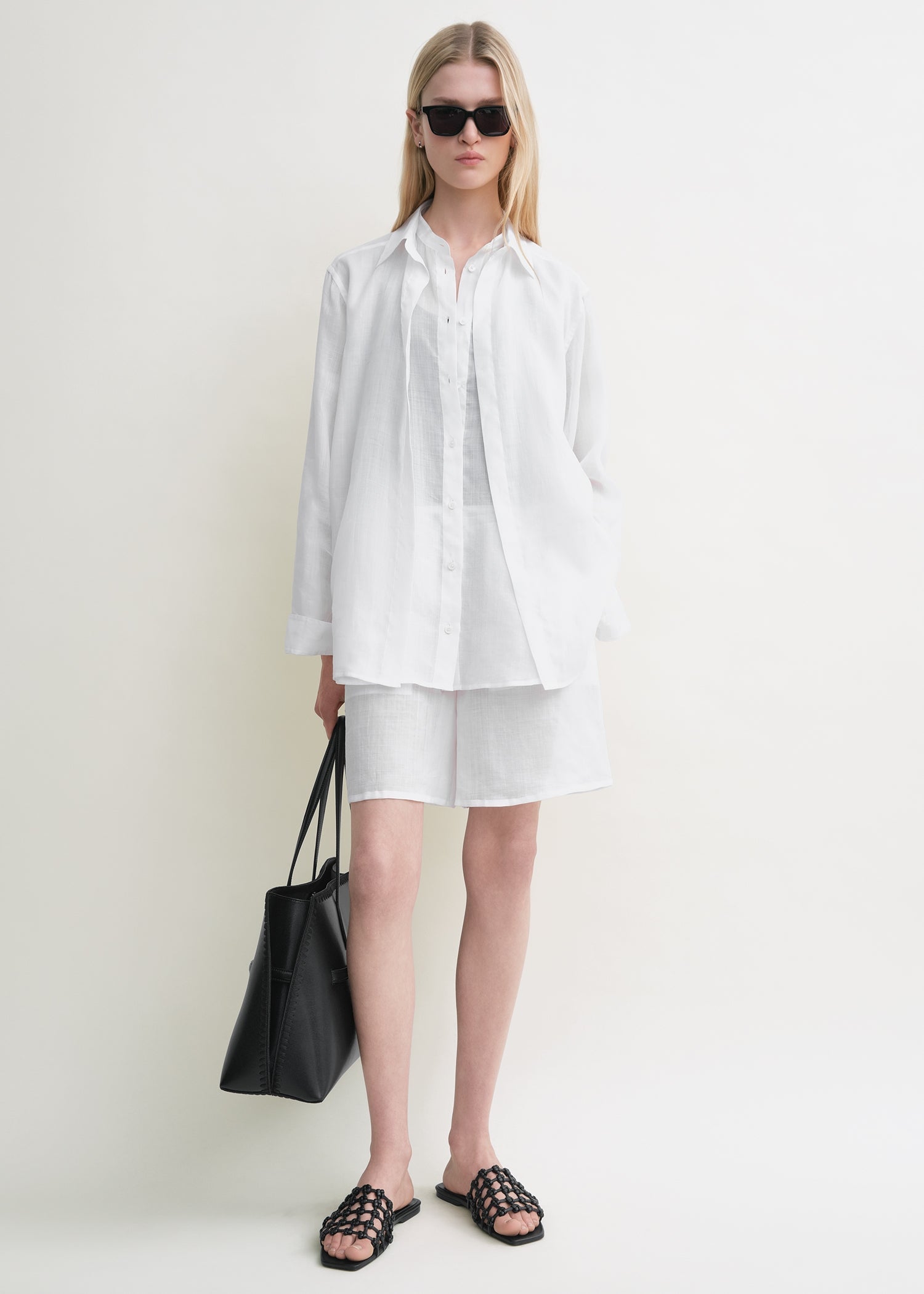 Double collar shirt white