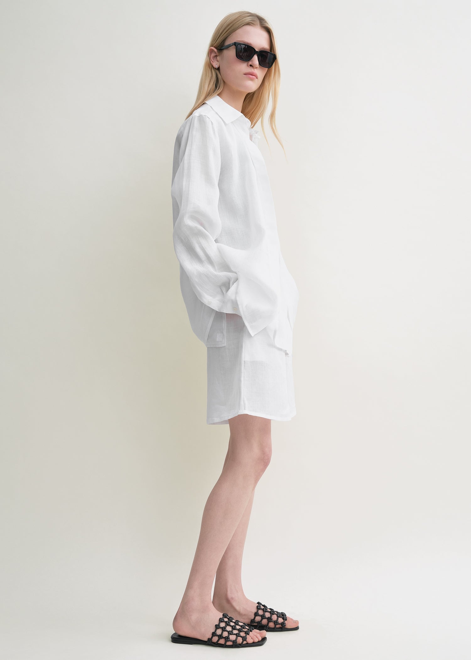 Double collar shirt white – TOTEME Double collar shirt white – TOTEME