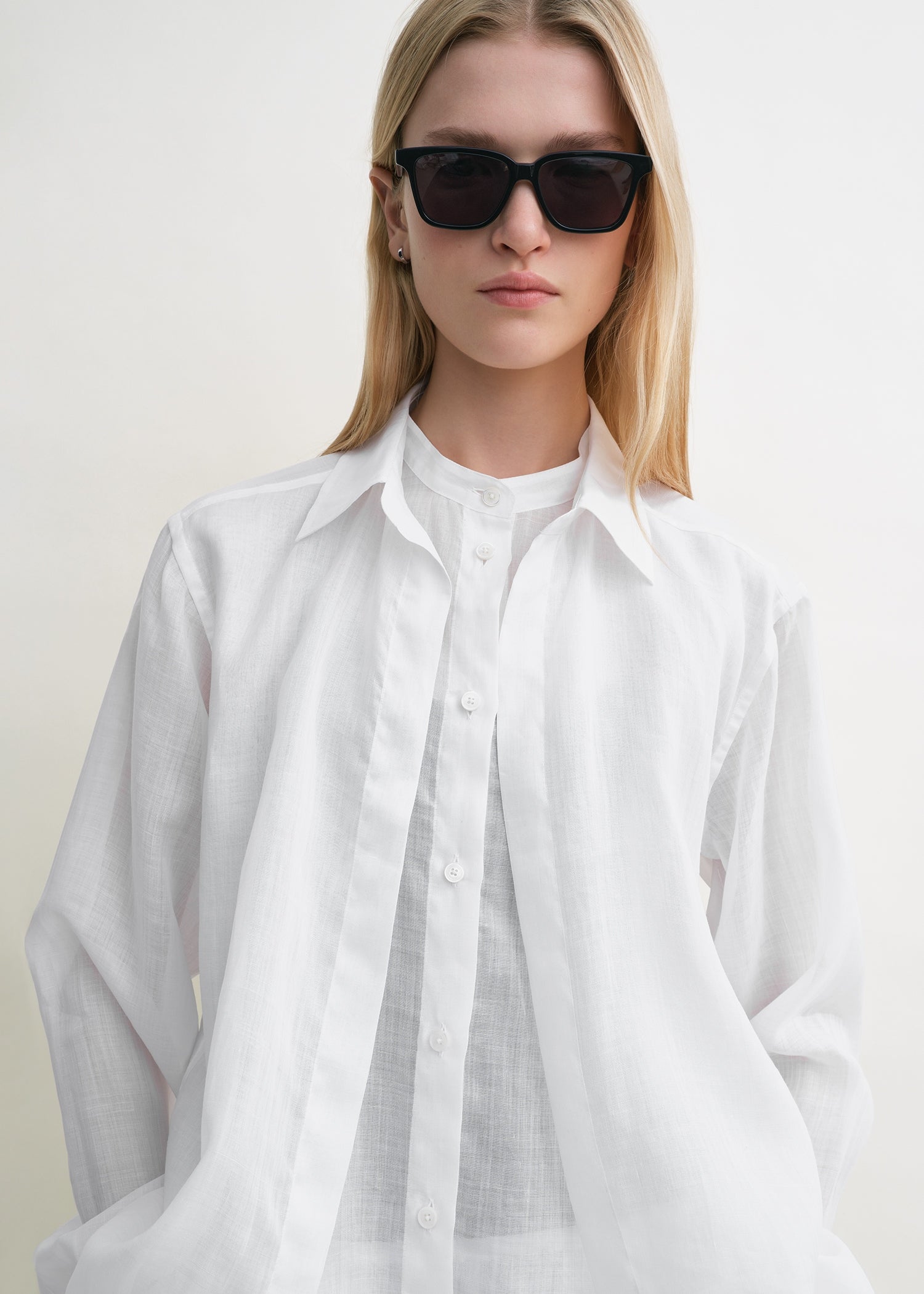 Double collar shirt white