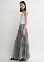 Crinkled plissé skirt pale grey
