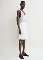 Drawstring poplin mini skirt white