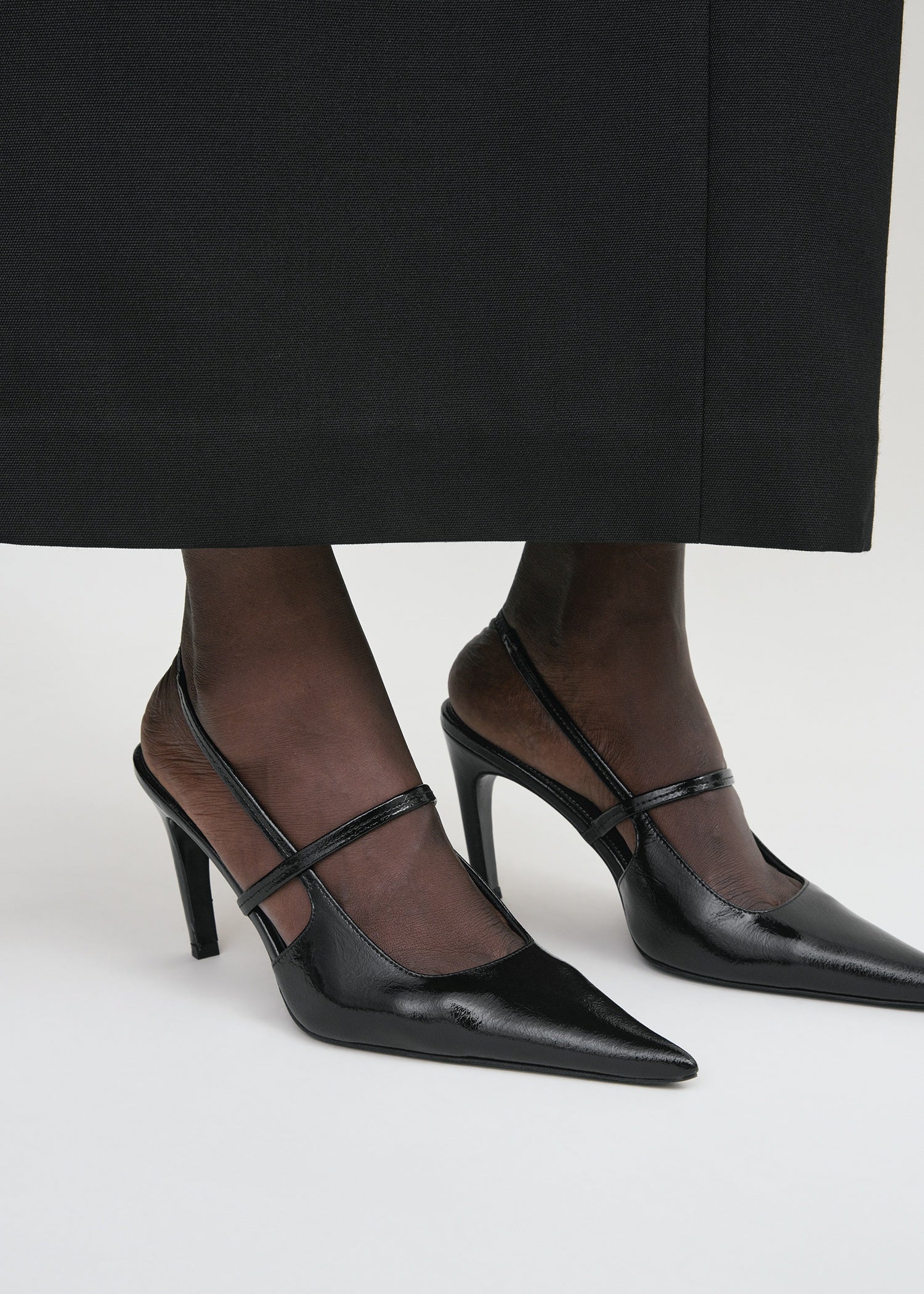 Naplack stiletto slingbacks black