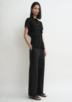 Slouch waist basketweave top black