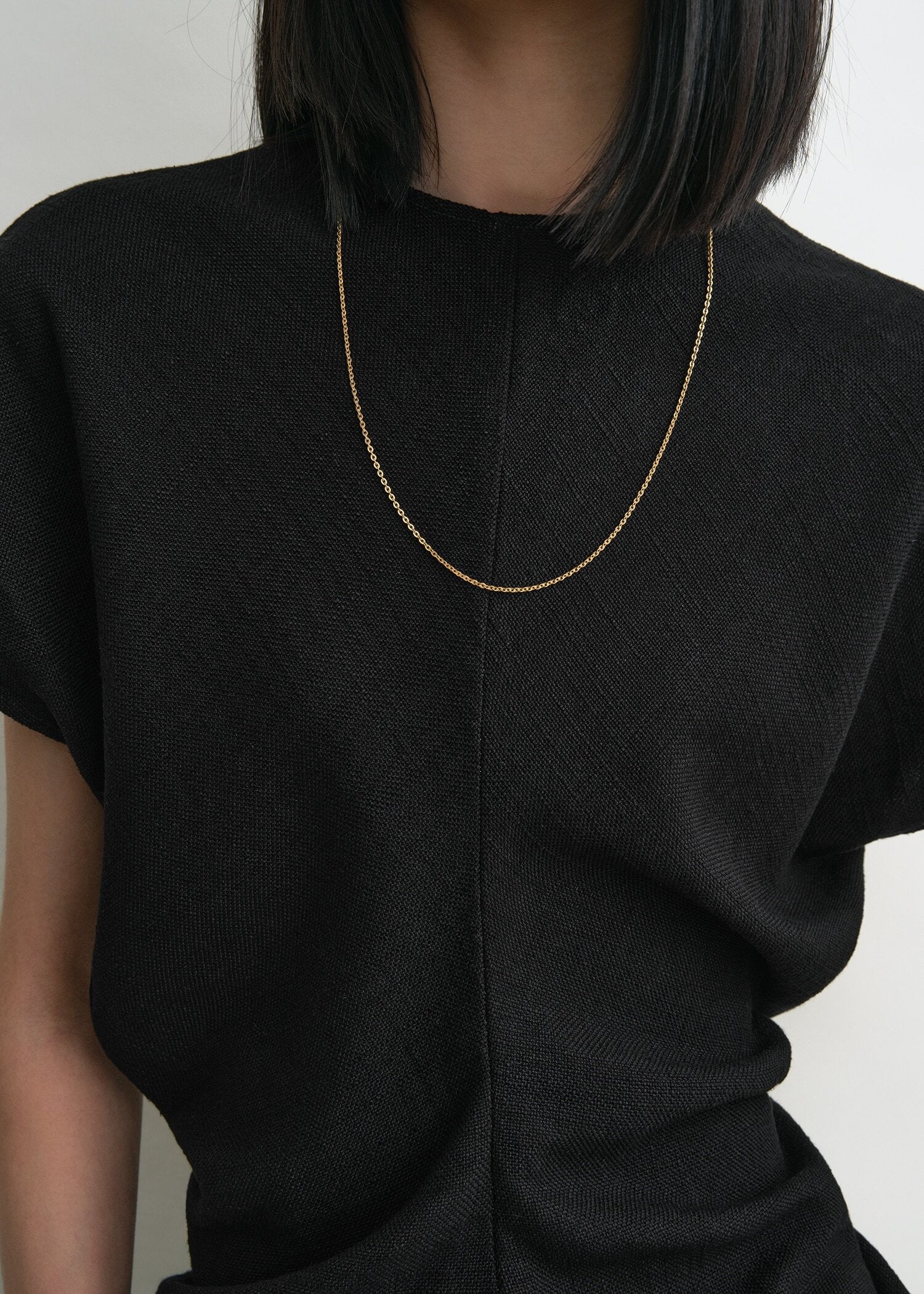 Slouch waist basketweave top black