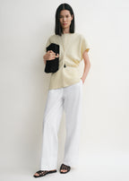 Slouch waist basketweave top straw