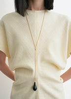 Slouch waist basketweave top straw