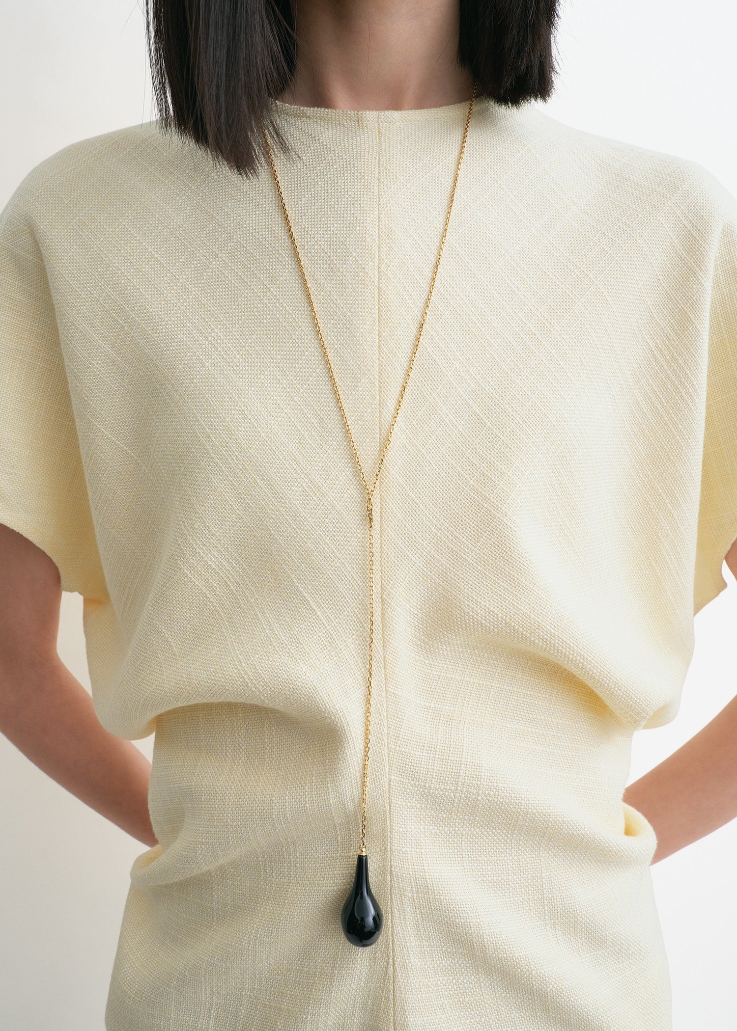 Slouch waist basketweave top straw