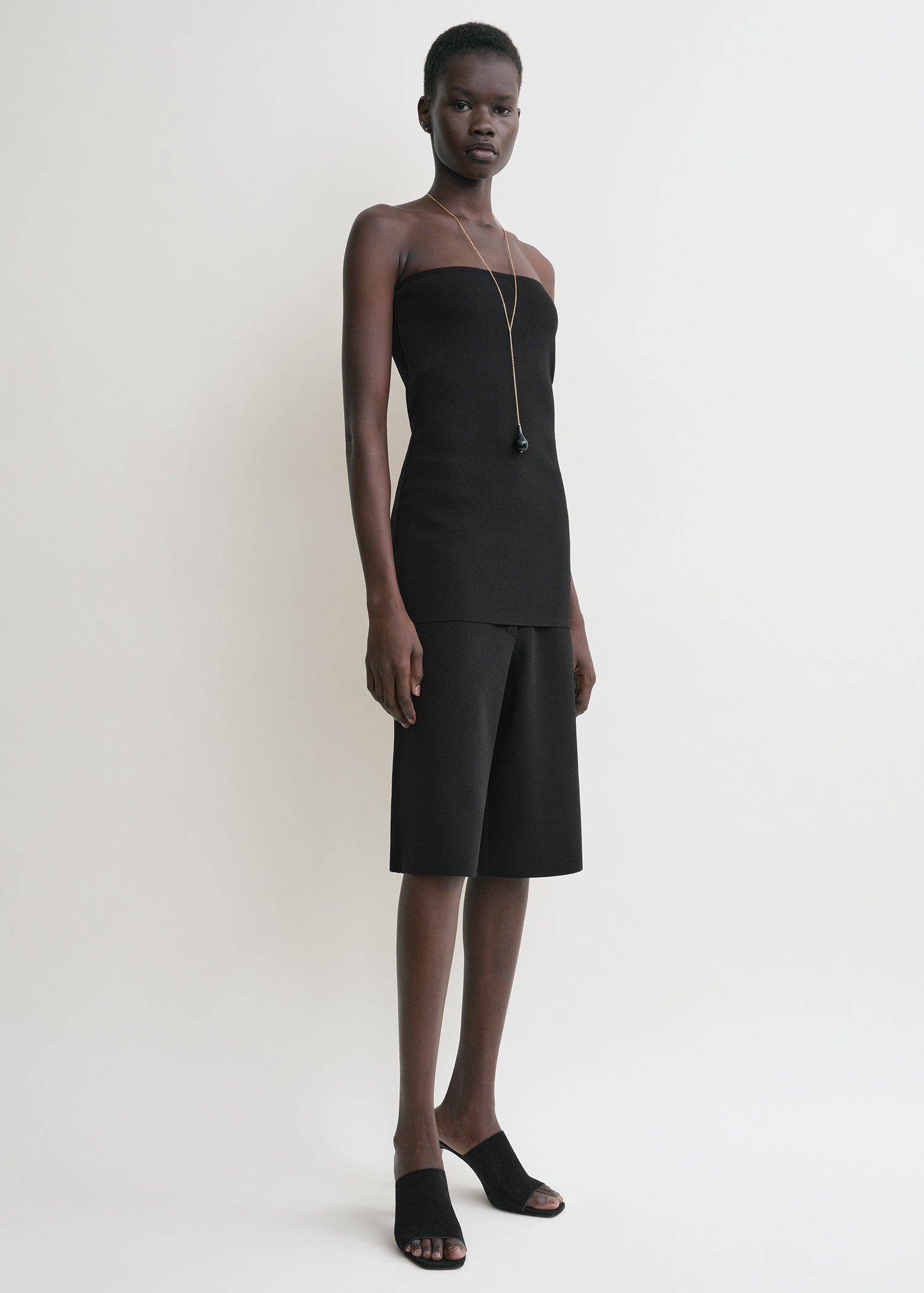 Compact knit tube top black