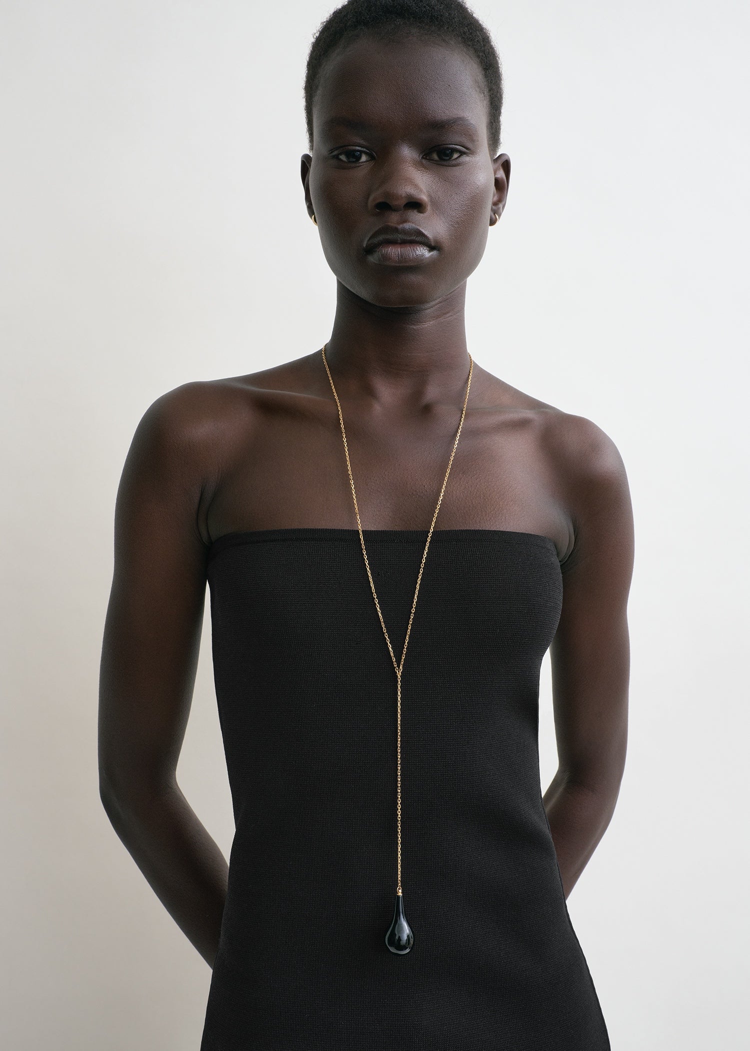 Compact knit tube top black
