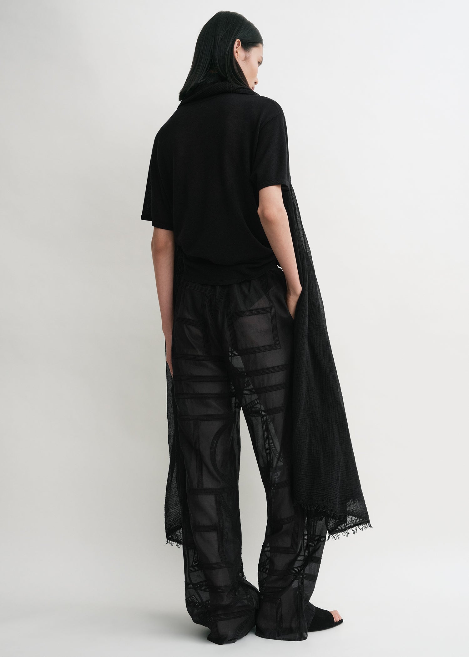 Monogram crochet pj bottoms black