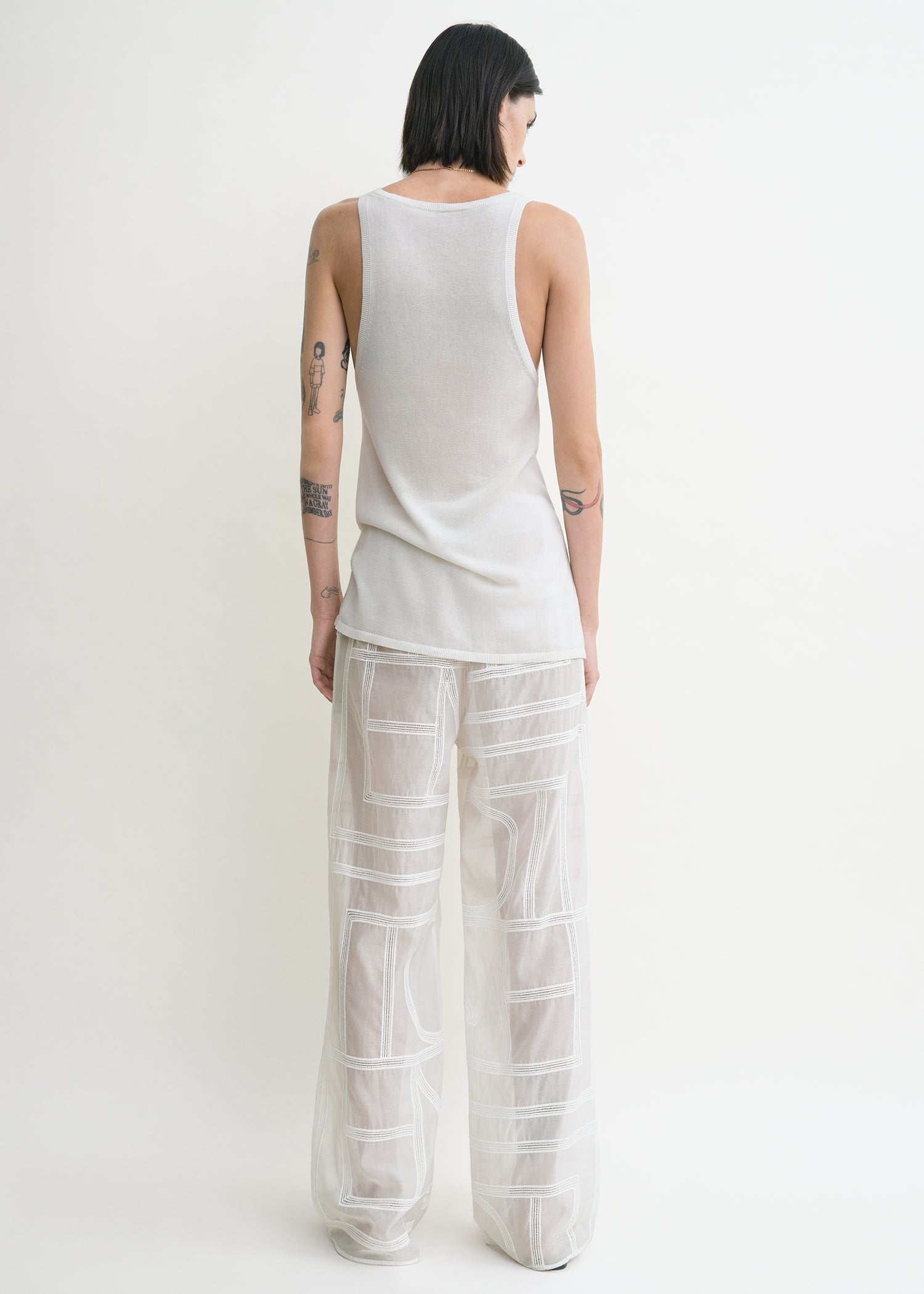 Monogram crochet pj bottoms white