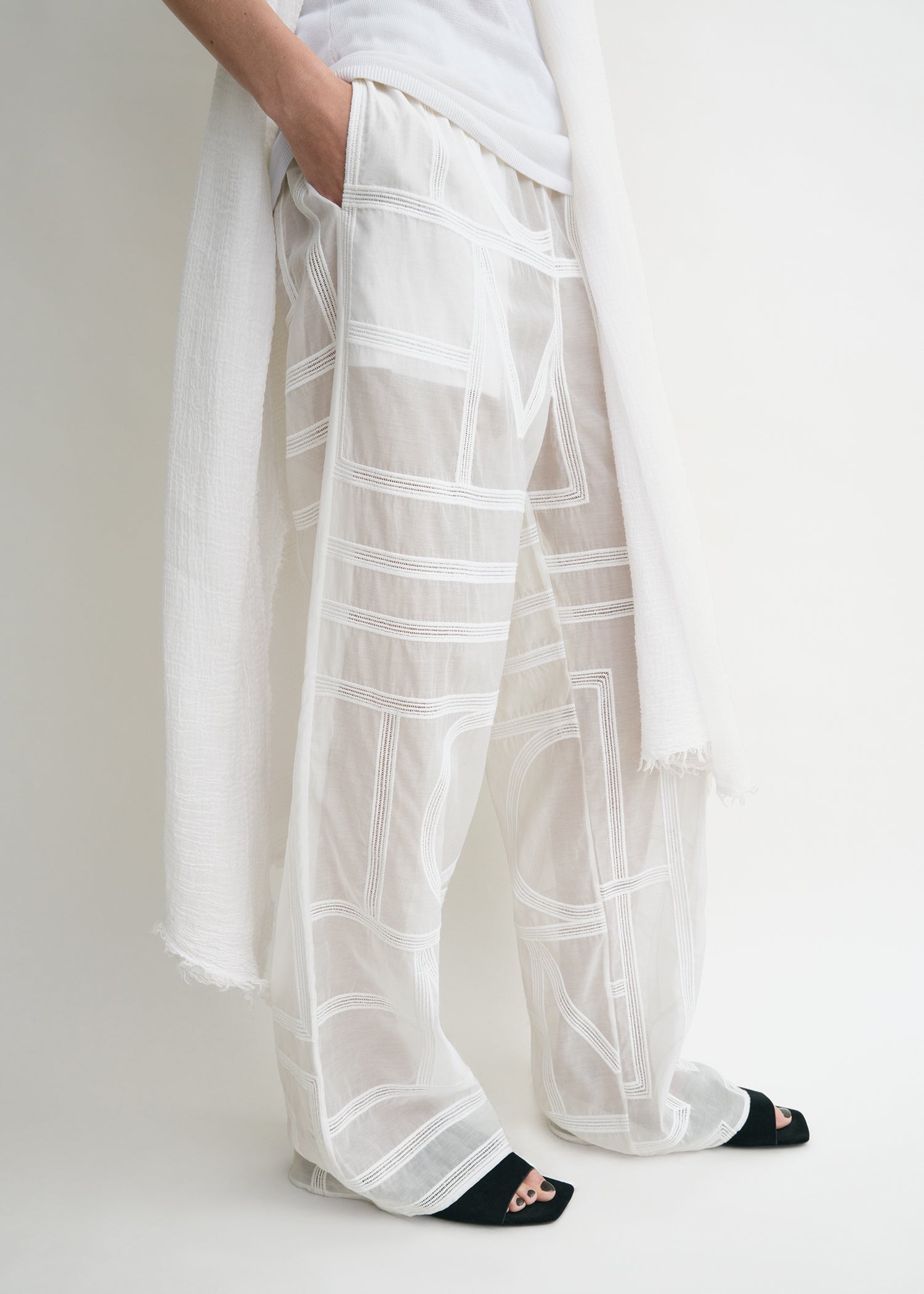 Monogram crochet pj bottoms white