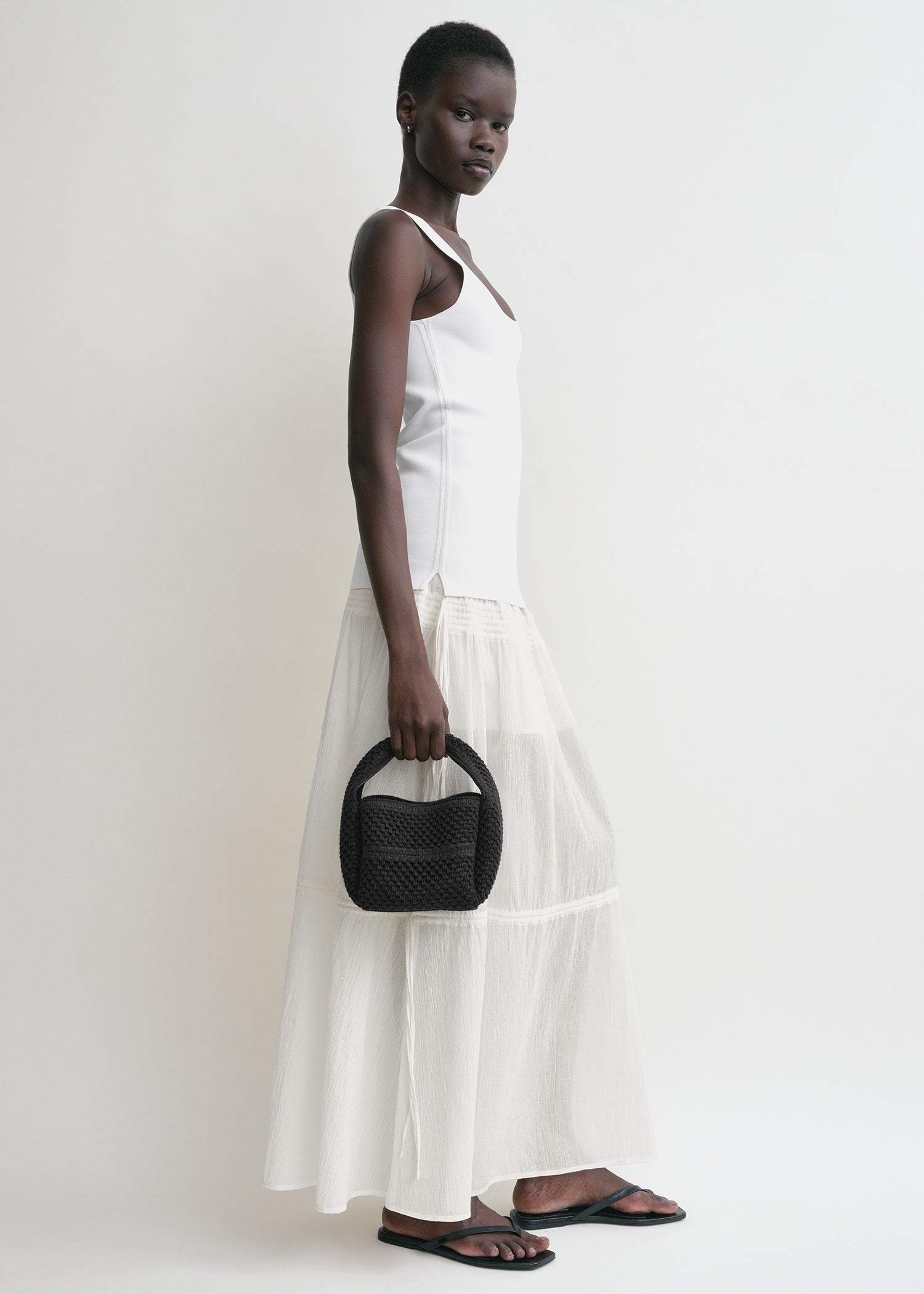 Petite crochet bucket bag black