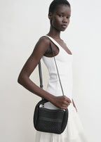 Petite crochet bucket bag black