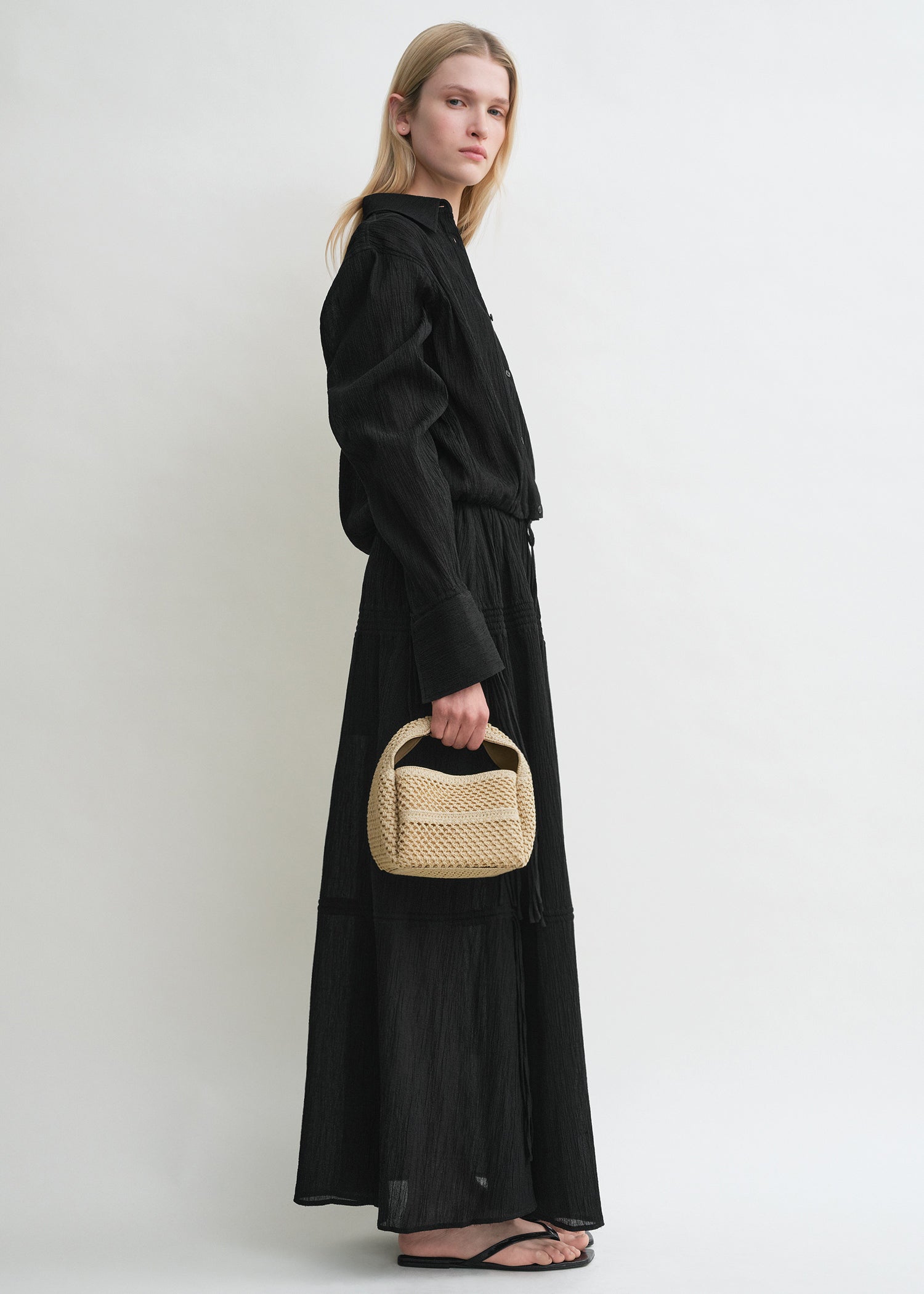 Petite crochet bucket bag vanilla