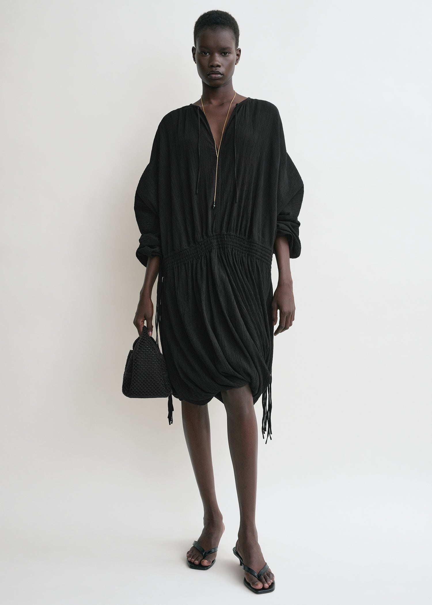 Drawstring dress black