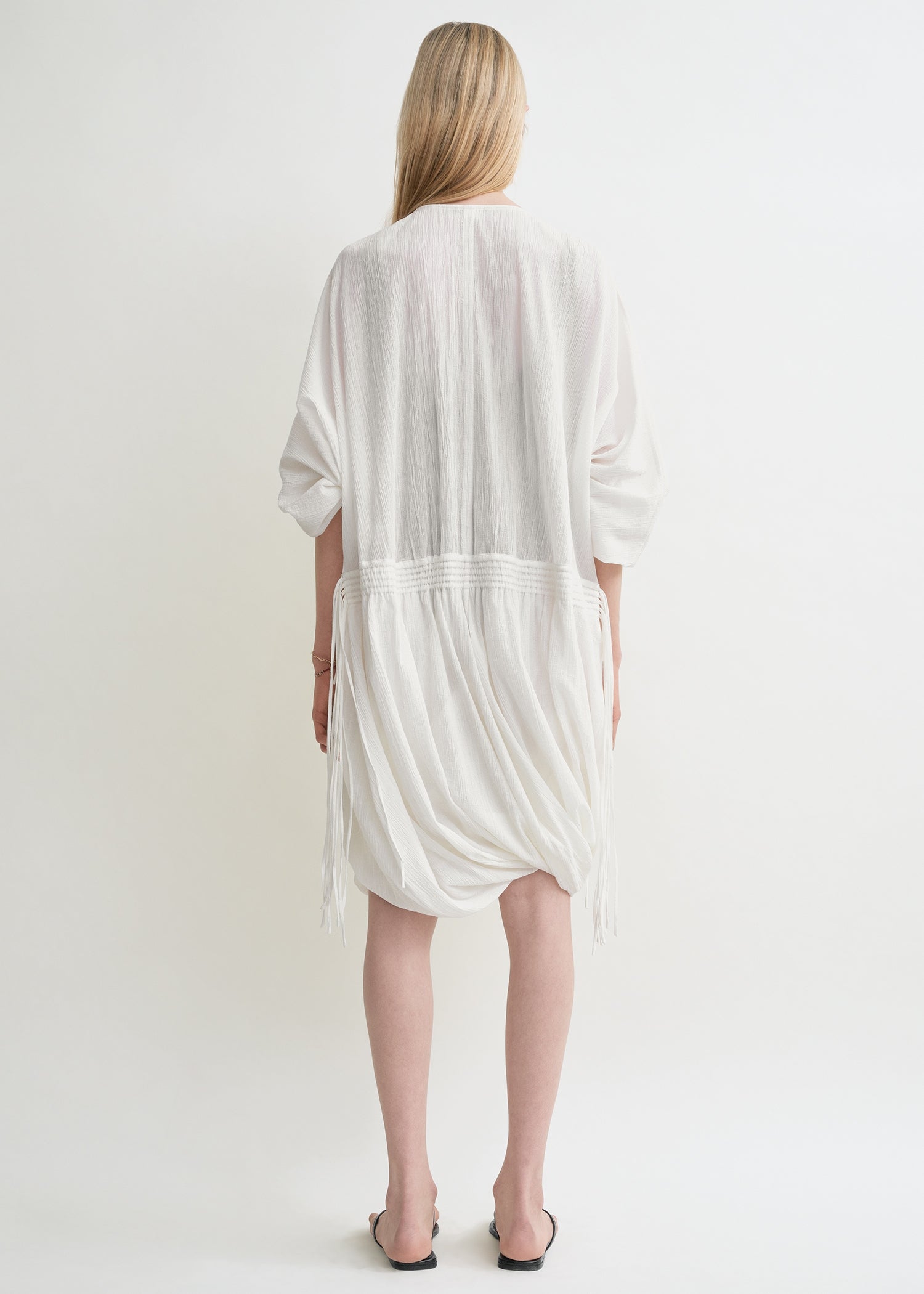 Drawstring dress off-white