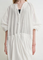 Drawstring dress off-white