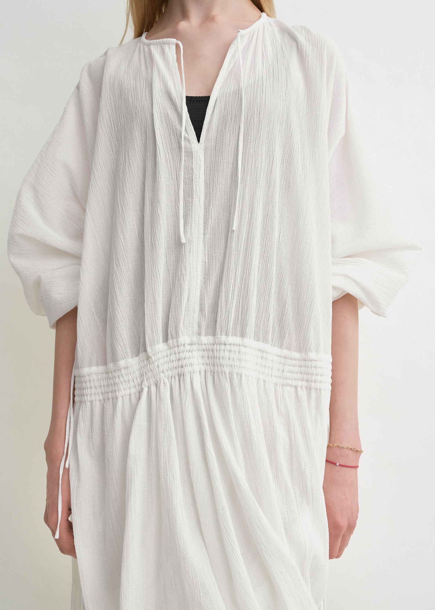 Drawstring dress off-white