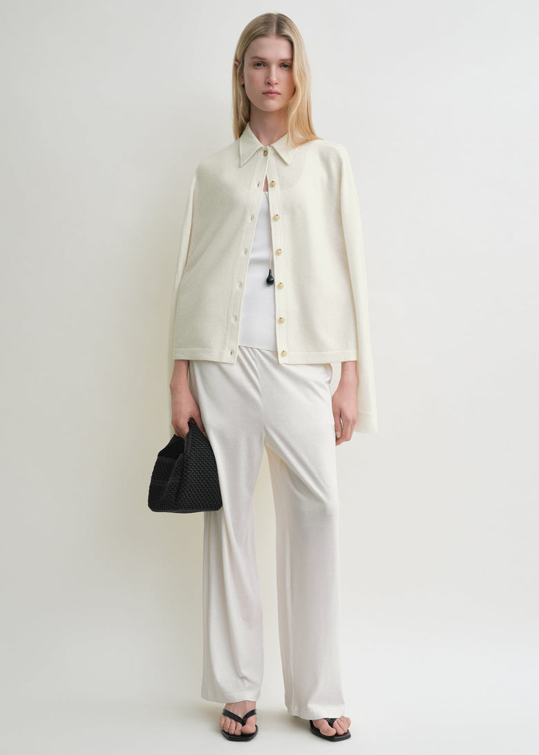 Raglan-sleeve cashmere cardigan white