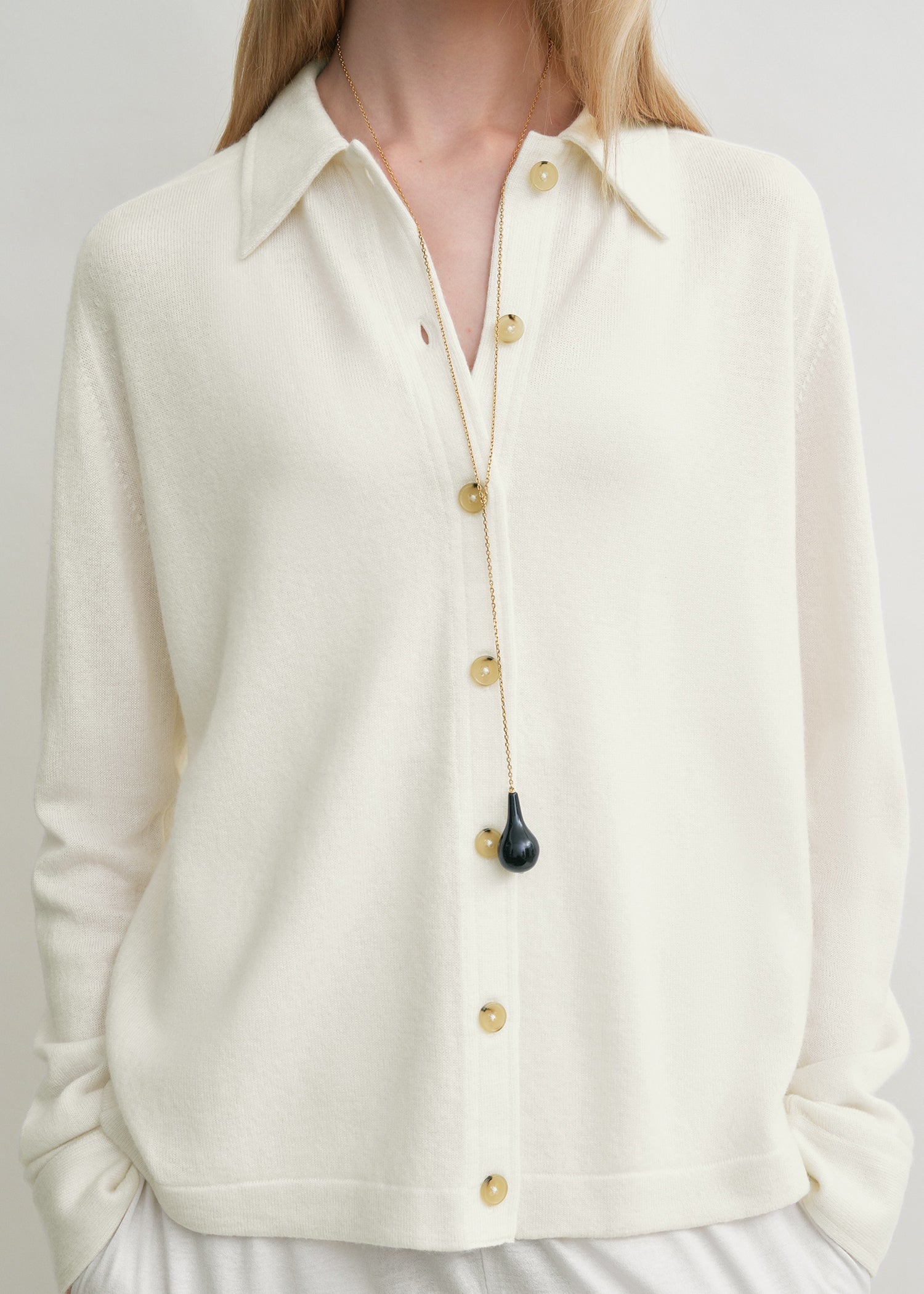 Raglan-sleeve cashmere cardigan white