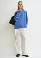 Crew-neck cashmere knit cornflower