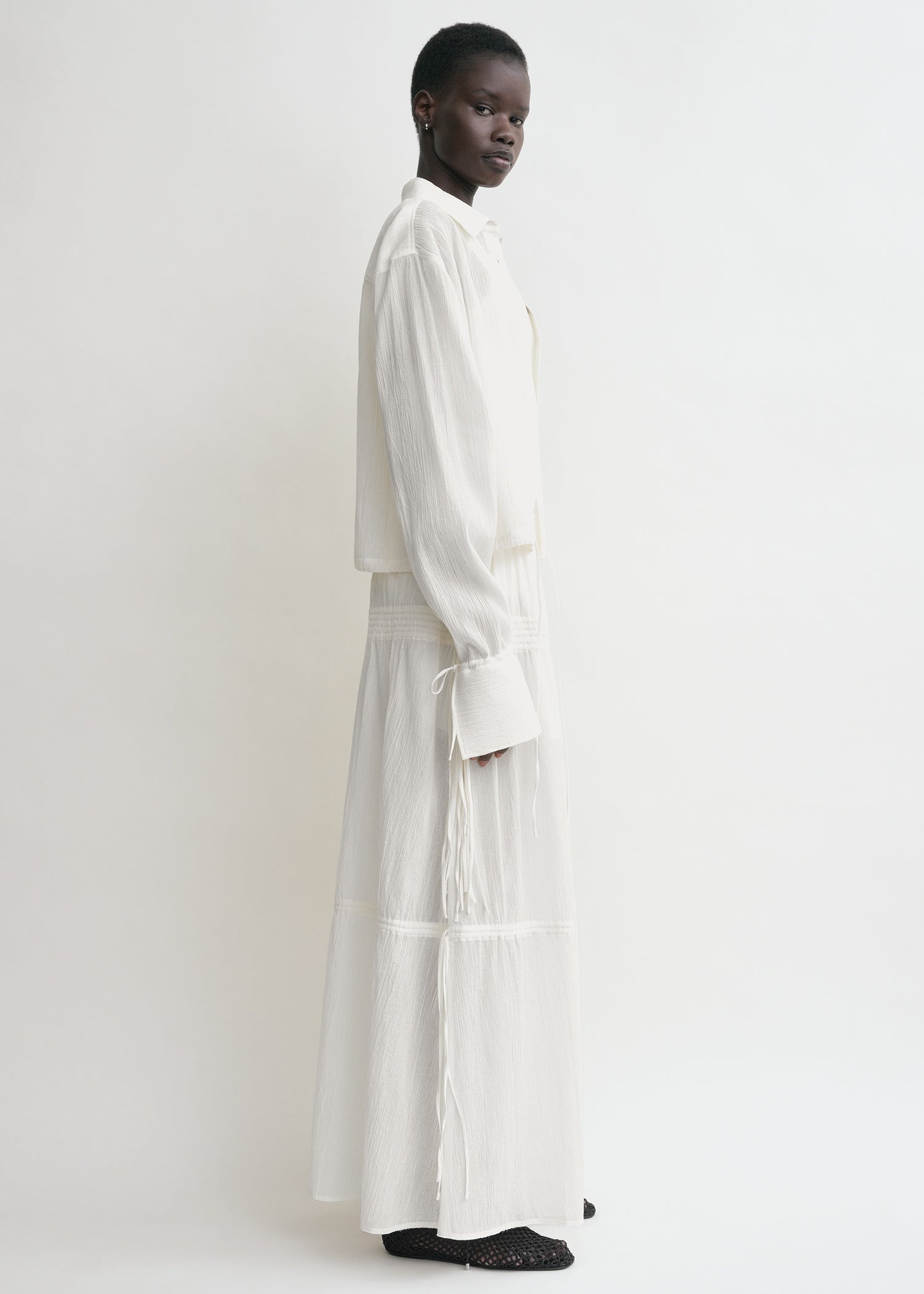 Drawstring shirt off-white