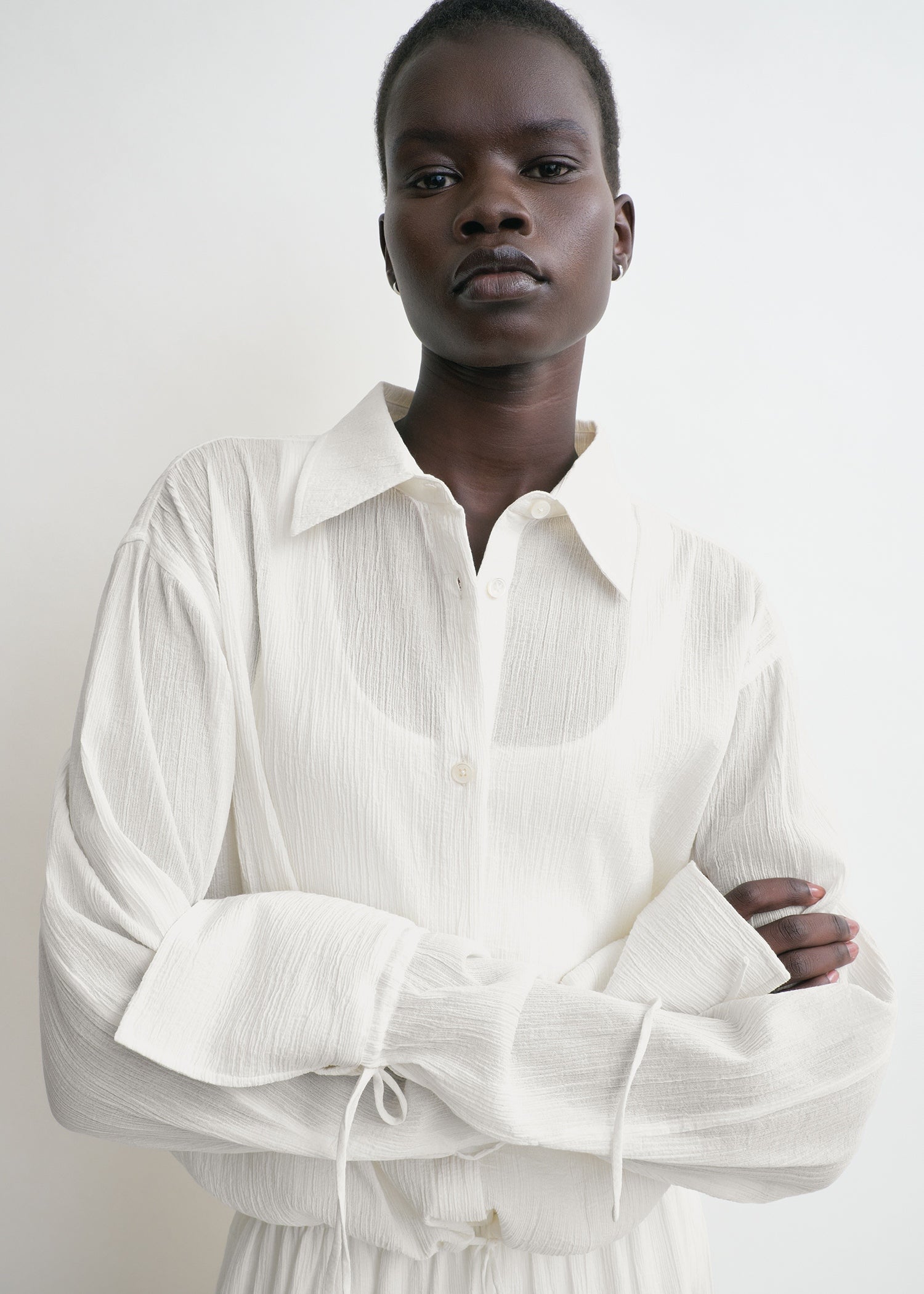 Drawstring shirt off-white